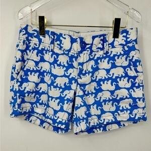 Lilly Pulitzer Callahan Shorts Elephant Print Blue White Womens 2
